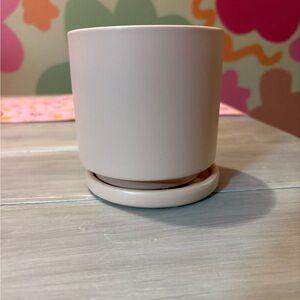 4.5” Gemstone Cylinder Pot with Water Saucer - Blush